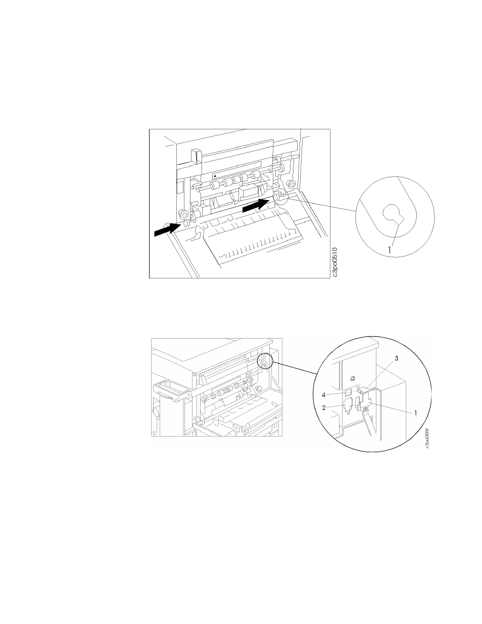 Replacing the fuser access door, Make sure that the feeder access door is open, Hold the fuser access door with the top edge po | Grasp the tab at the top of the strap on the fu, Replacing the fuser access door –29 | IBM S544-5361-01 User Manual | Page 103 / 218