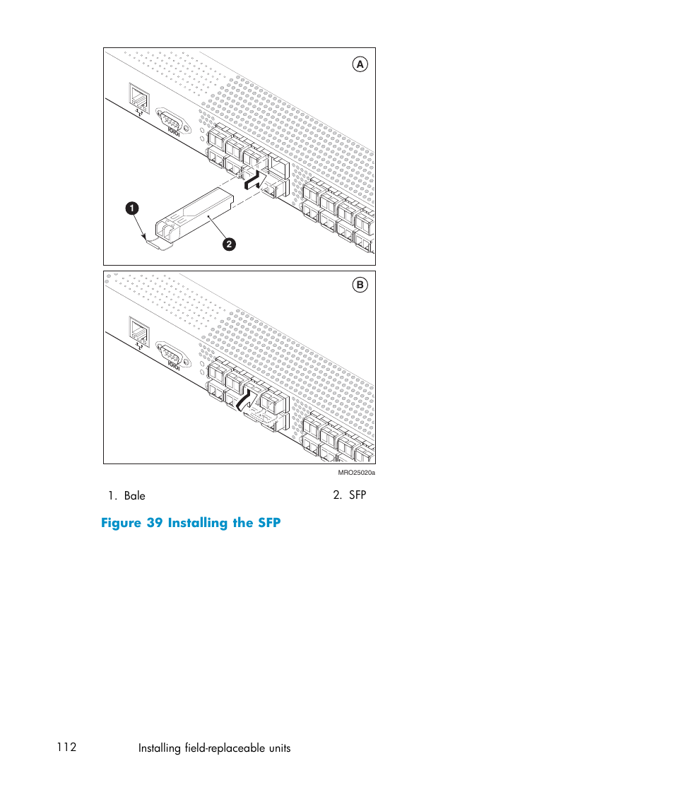 39 installing the sfp, Figure 39 installing the sfp | IBM AA-RWF3A-TE User Manual | Page 112 / 159