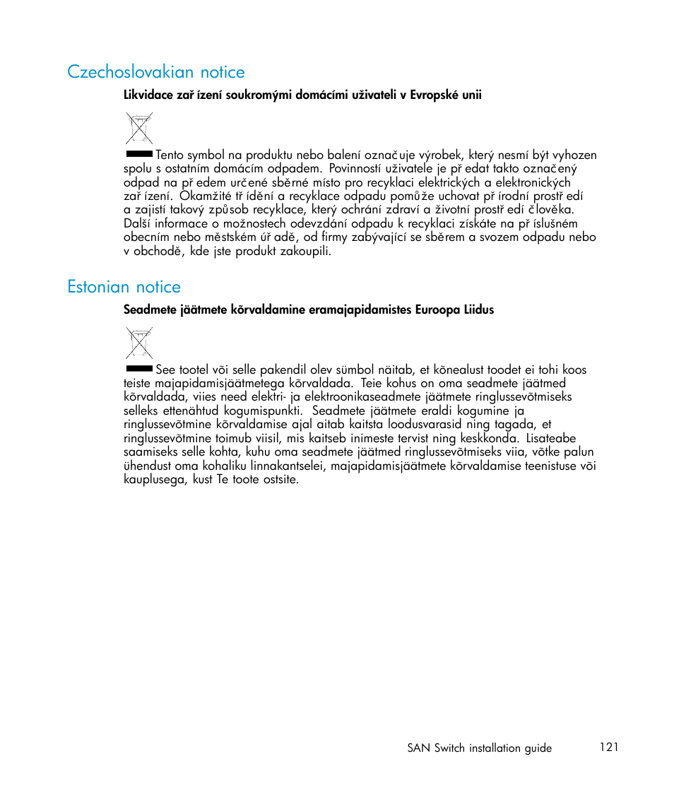 Czechoslovakian notice, Estonian notice | IBM AA-RWF3A-TE User Manual | Page 121 / 159