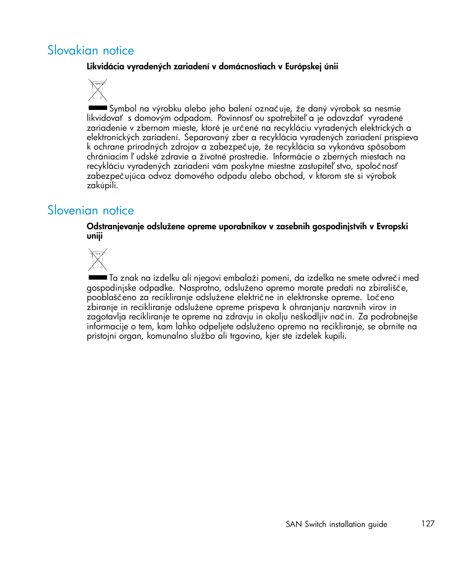 Slovakian notice, Slovenian notice | IBM AA-RWF3A-TE User Manual | Page 127 / 159