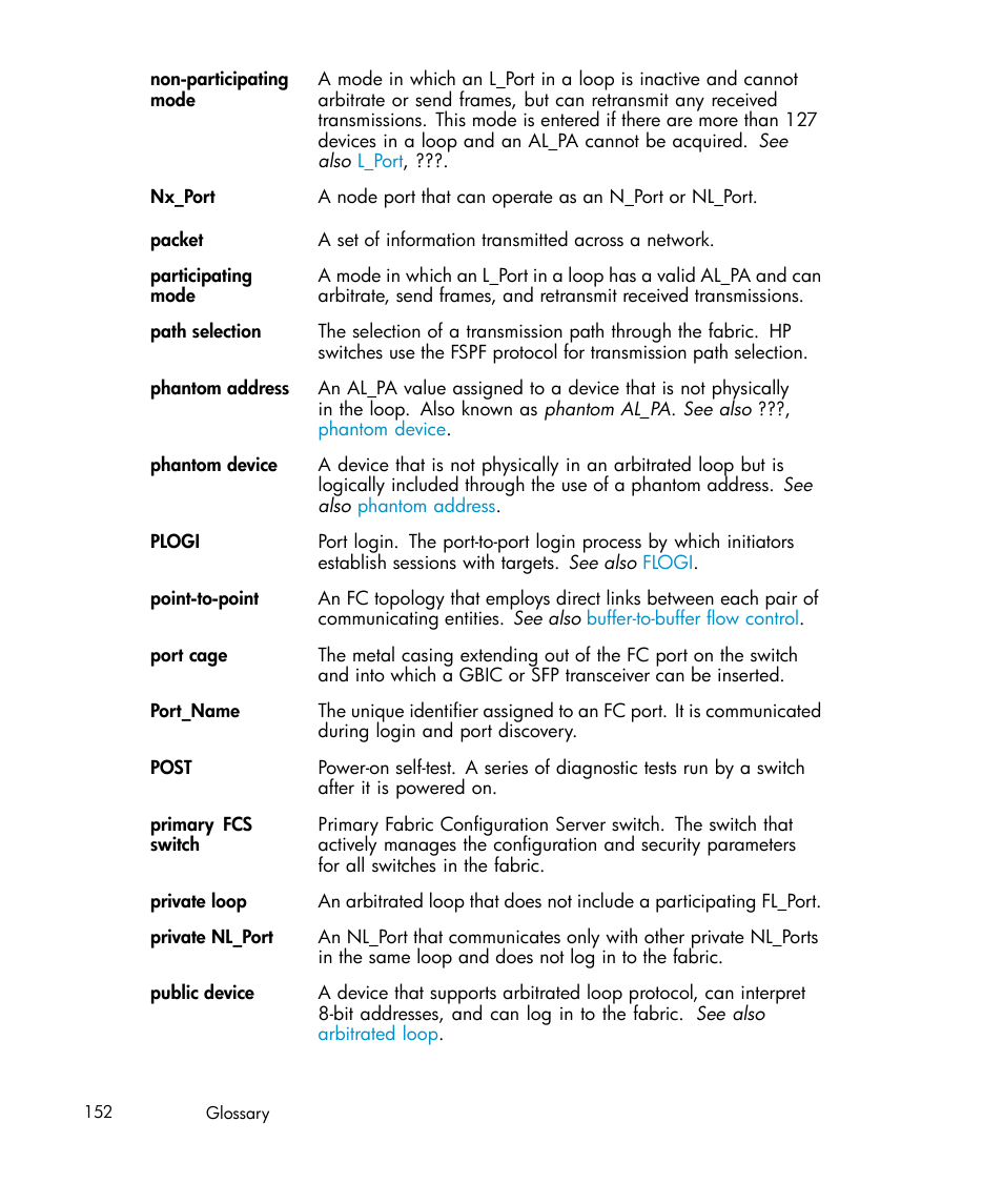 Public device, Public loop, Point-to-point | Plogi, Packet | IBM AA-RWF3A-TE User Manual | Page 152 / 159