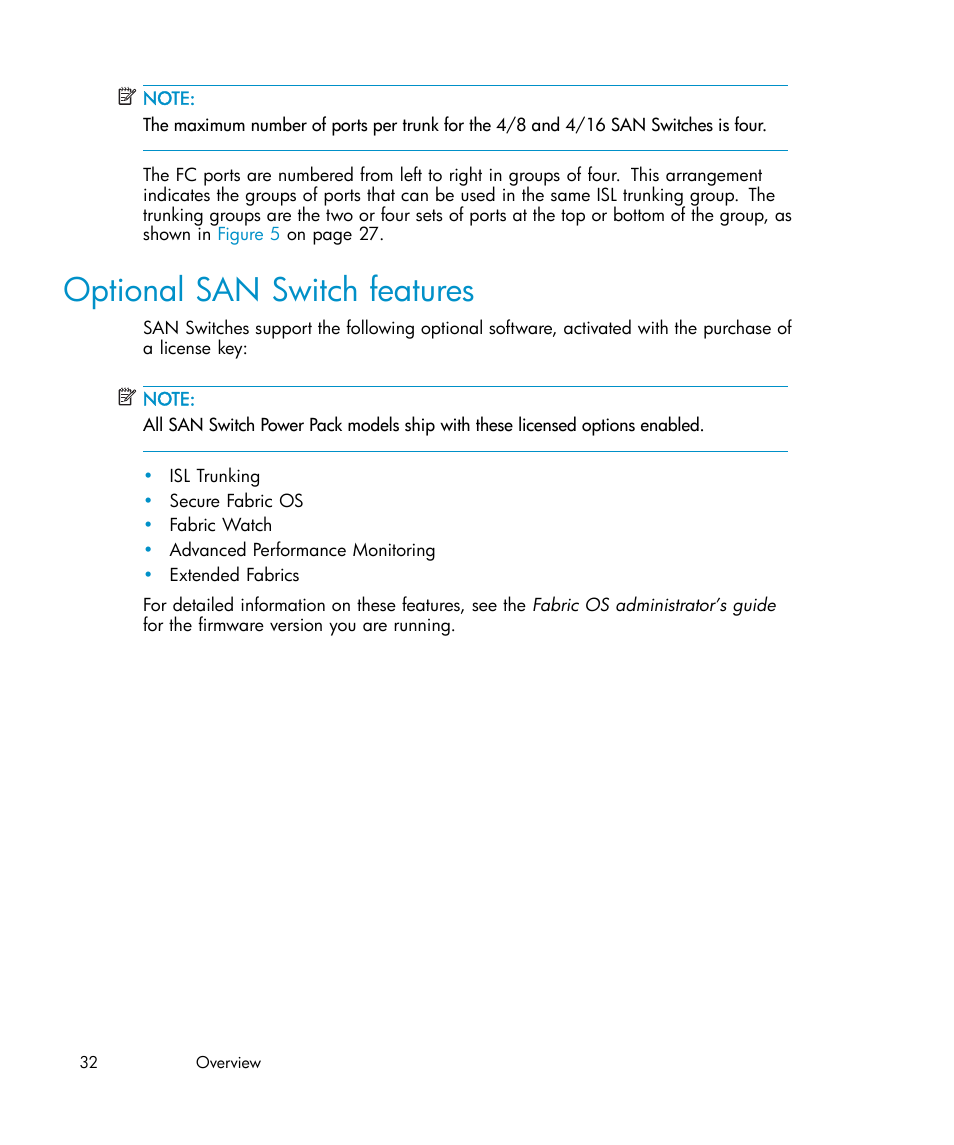 Optional san switch features | IBM AA-RWF3A-TE User Manual | Page 32 / 159