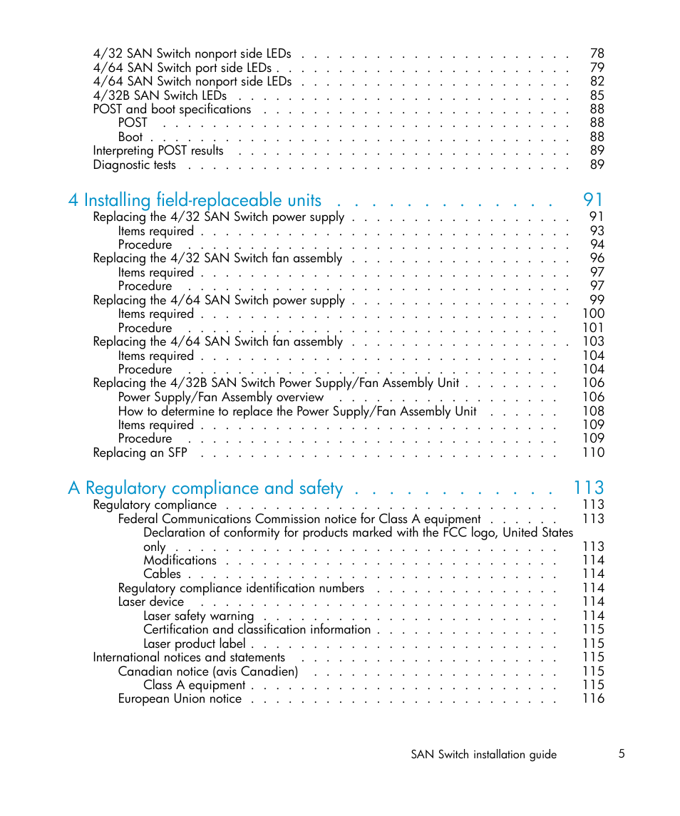 4 installing field-replaceable units, A regulatory compliance and safety | IBM AA-RWF3A-TE User Manual | Page 5 / 159
