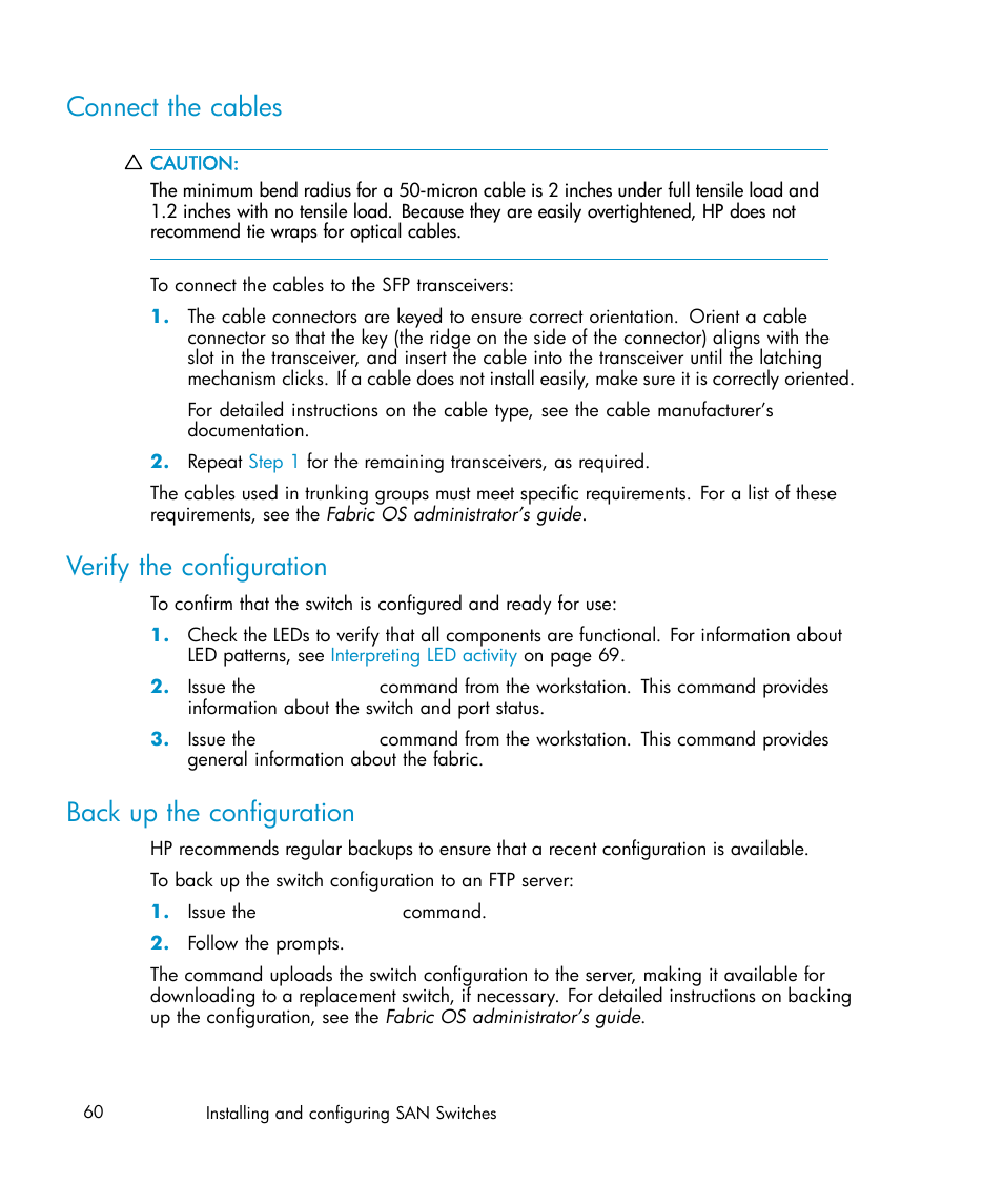 Connect the cables, Verify the configuration, Back up the configuration | IBM AA-RWF3A-TE User Manual | Page 60 / 159