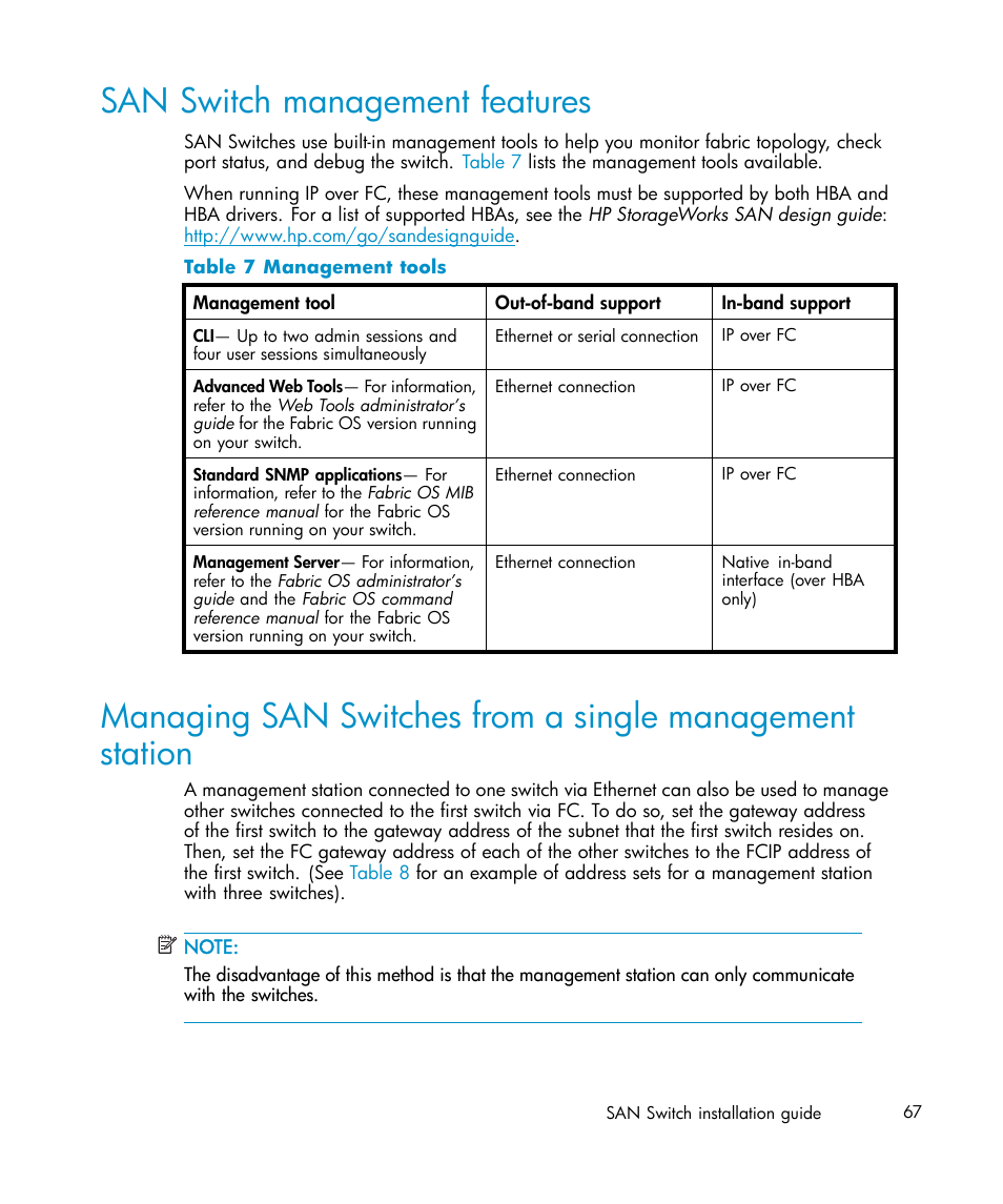 San switch management features, 7 management tools | IBM AA-RWF3A-TE User Manual | Page 67 / 159