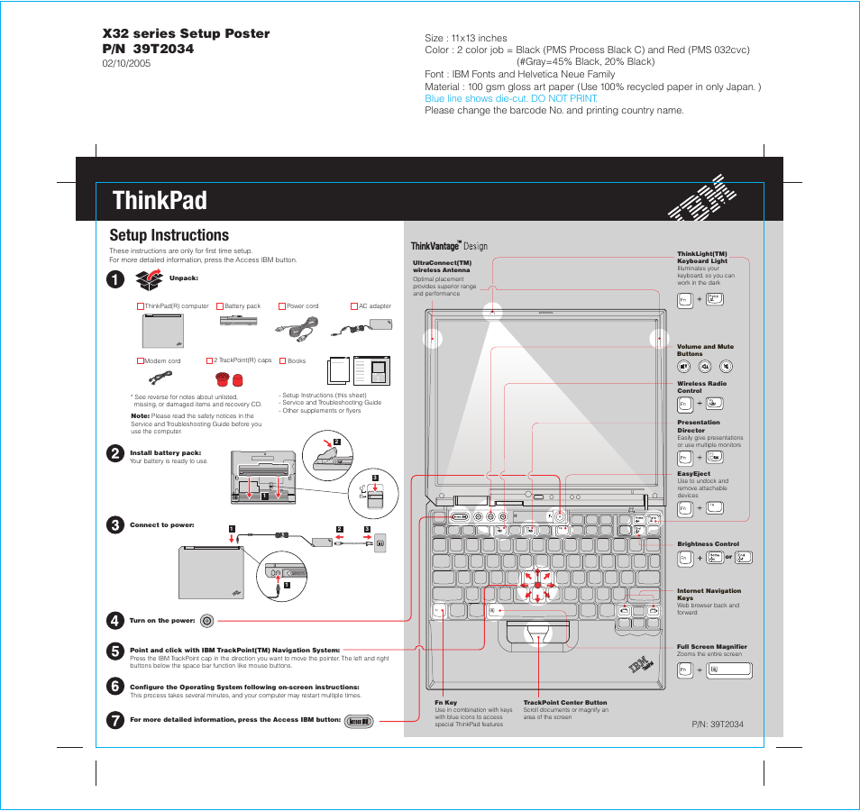 IBM THINKPAD P/N 39T2034 User Manual | 2 pages