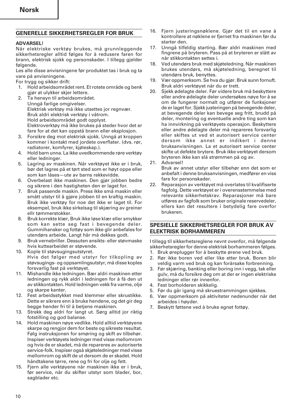 Norsk | ICON Enterprises H 70SD User Manual | Page 12 / 26