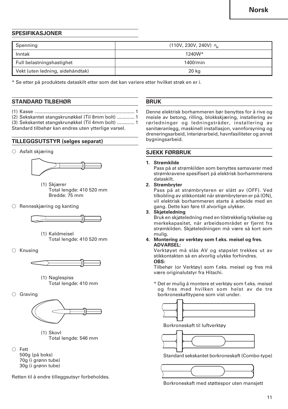 Norsk | ICON Enterprises H 70SD User Manual | Page 13 / 26