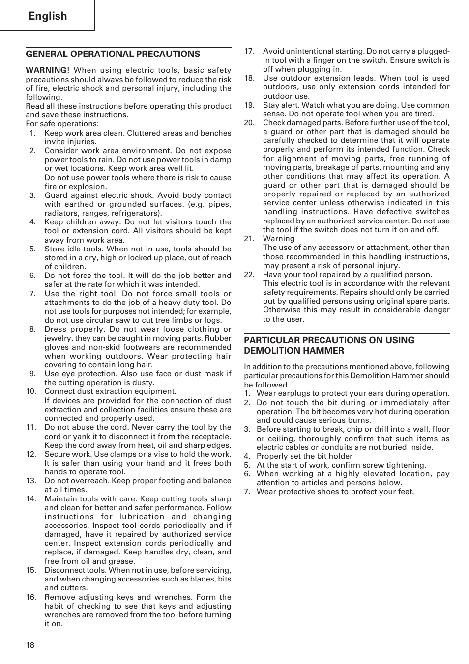 English | ICON Enterprises H 70SD User Manual | Page 20 / 26