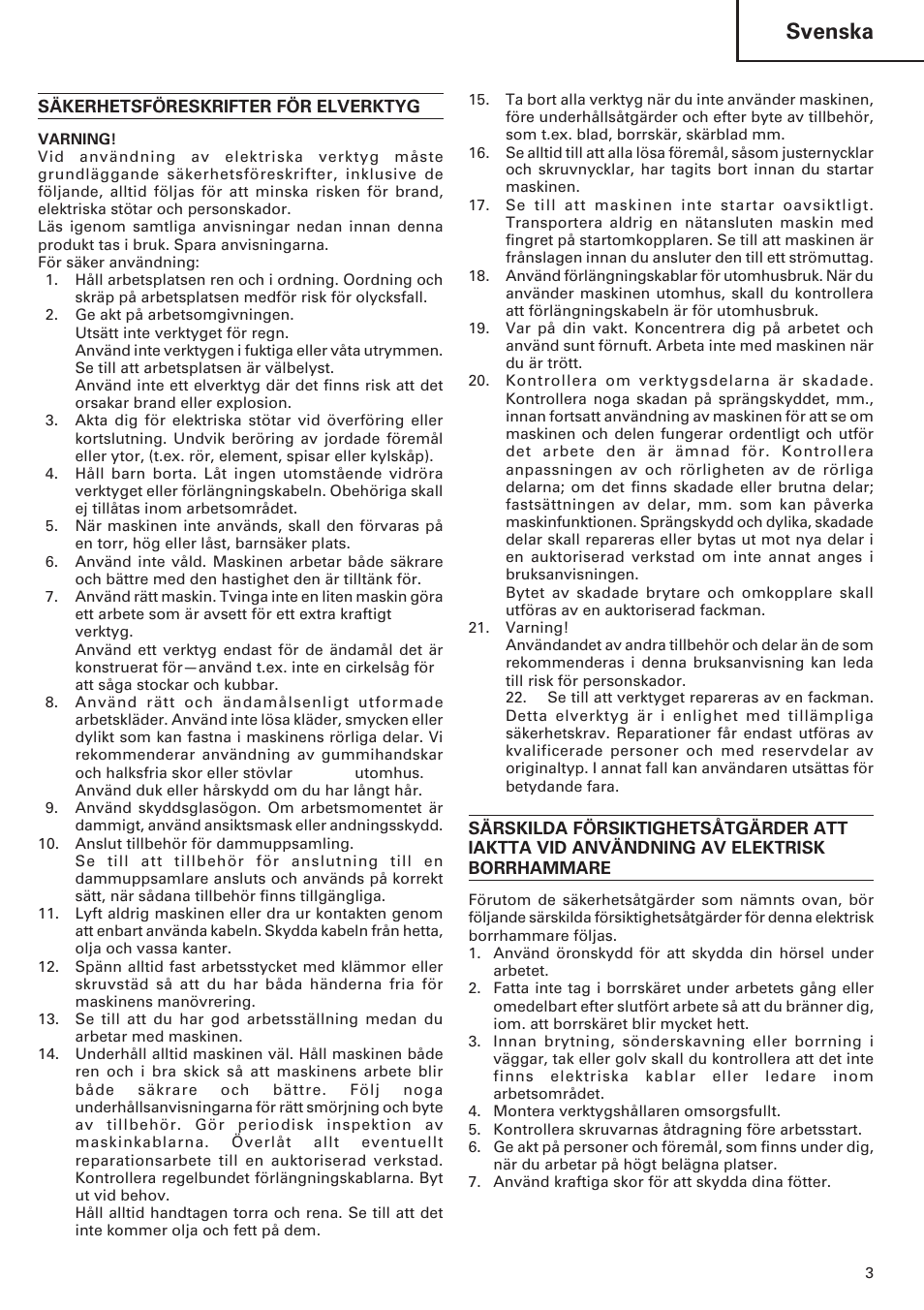 Svenska | ICON Enterprises H 70SD User Manual | Page 5 / 26