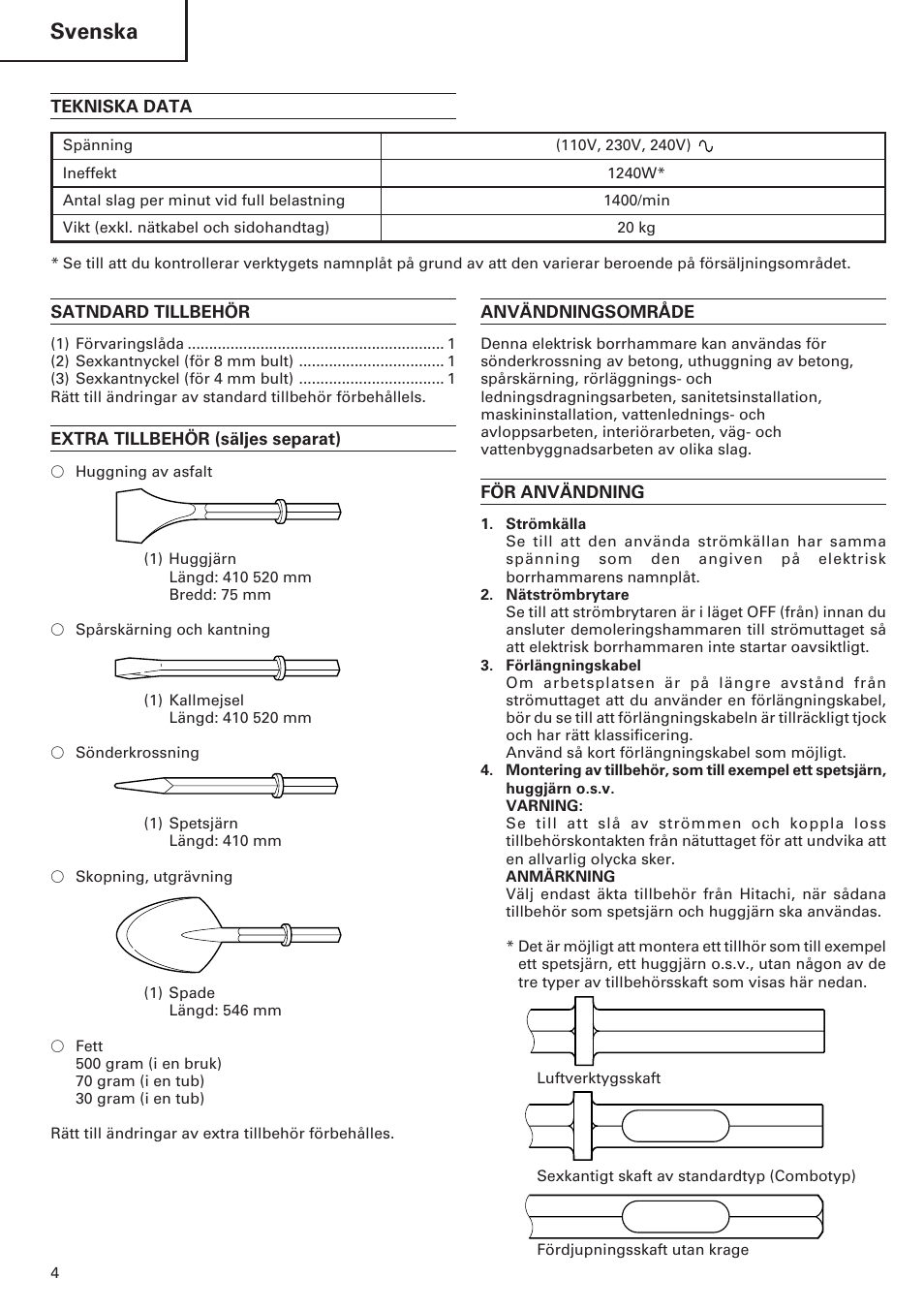 Svenska | ICON Enterprises H 70SD User Manual | Page 6 / 26