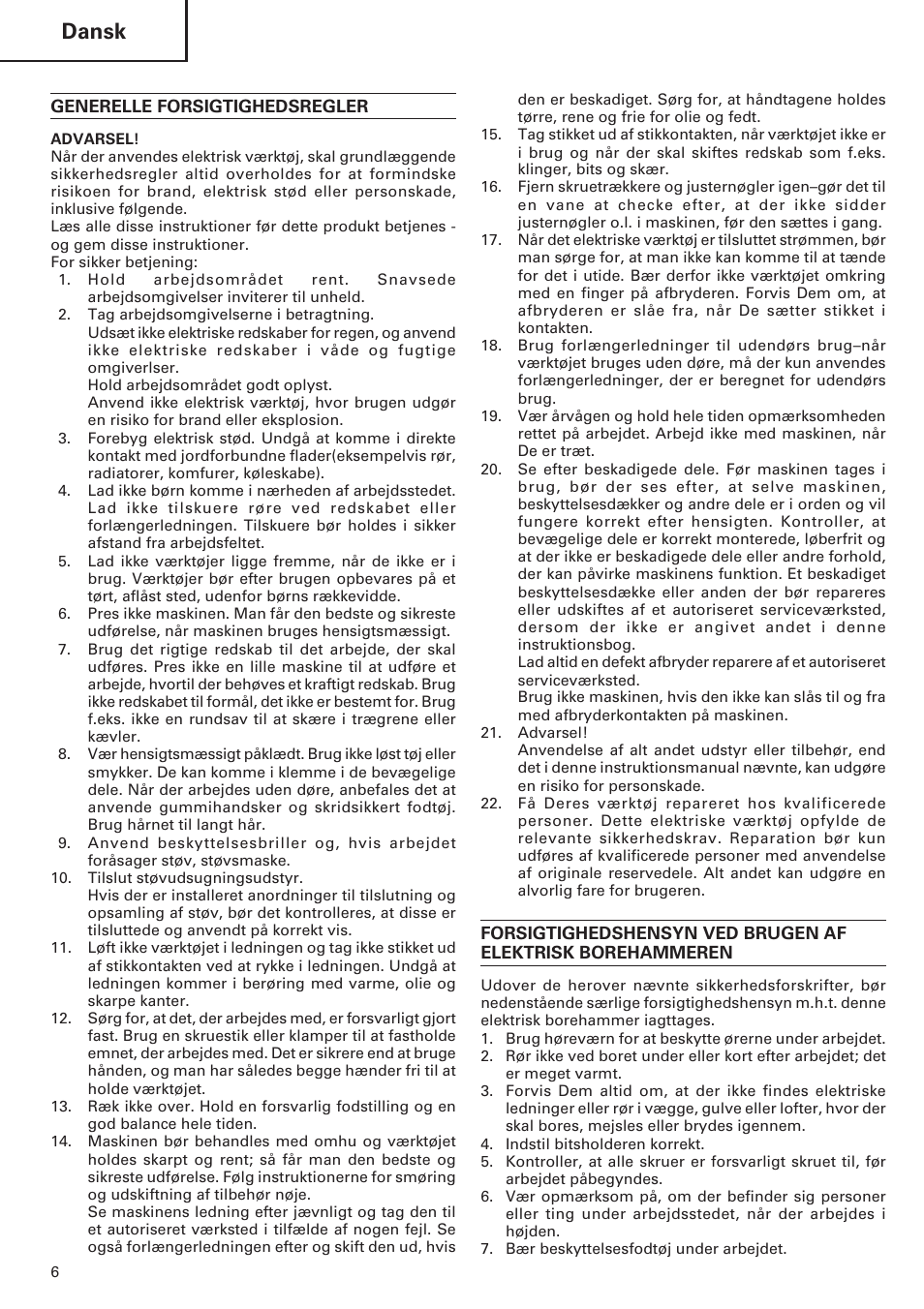 Dansk | ICON Enterprises H 70SD User Manual | Page 8 / 26