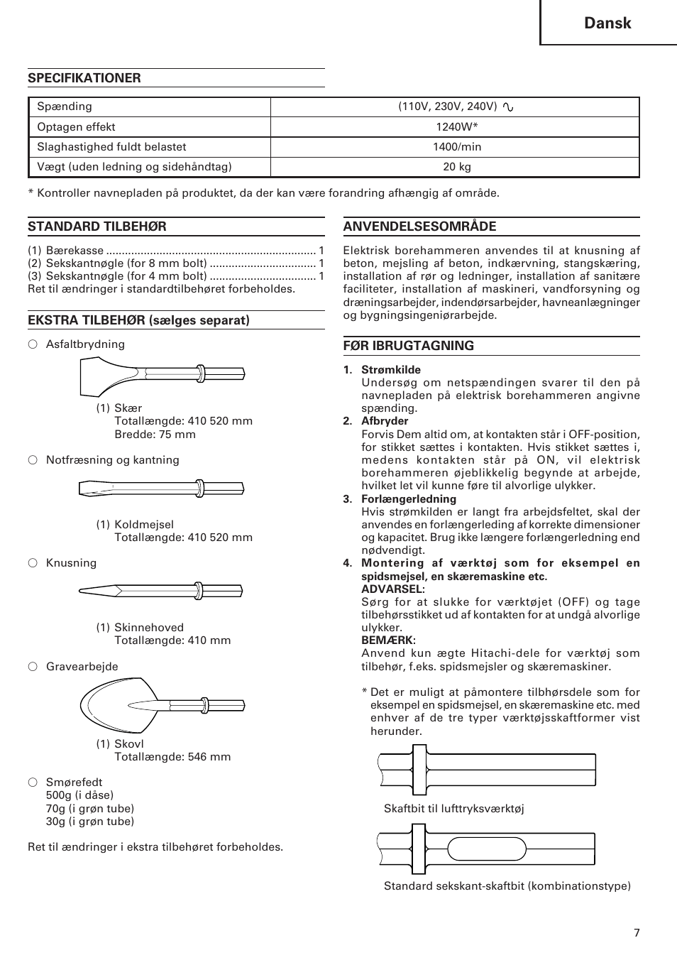 Dansk | ICON Enterprises H 70SD User Manual | Page 9 / 26