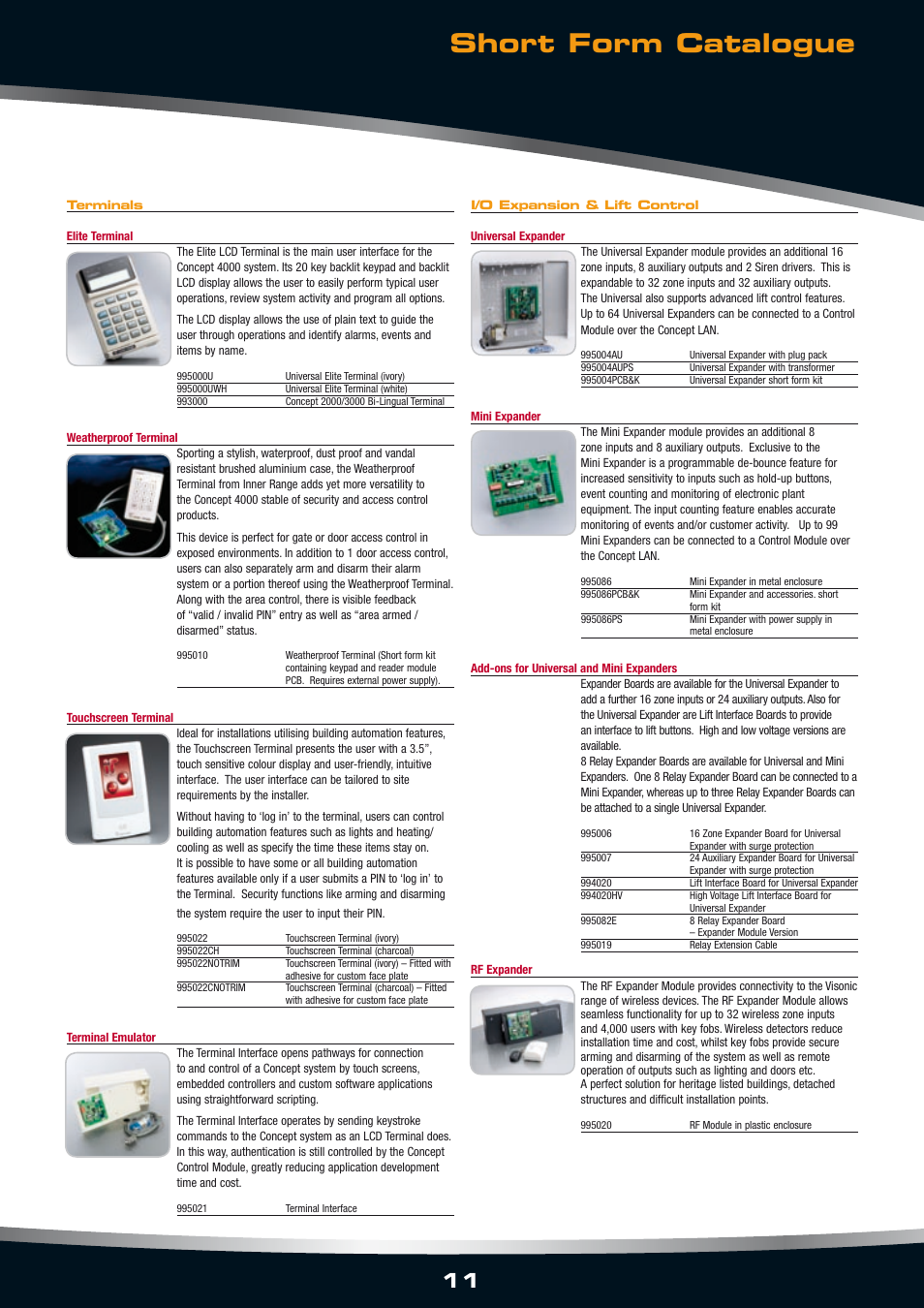 Short form catalogue | Inner Space Systems CONCEPT 4000 User Manual | Page 11 / 16