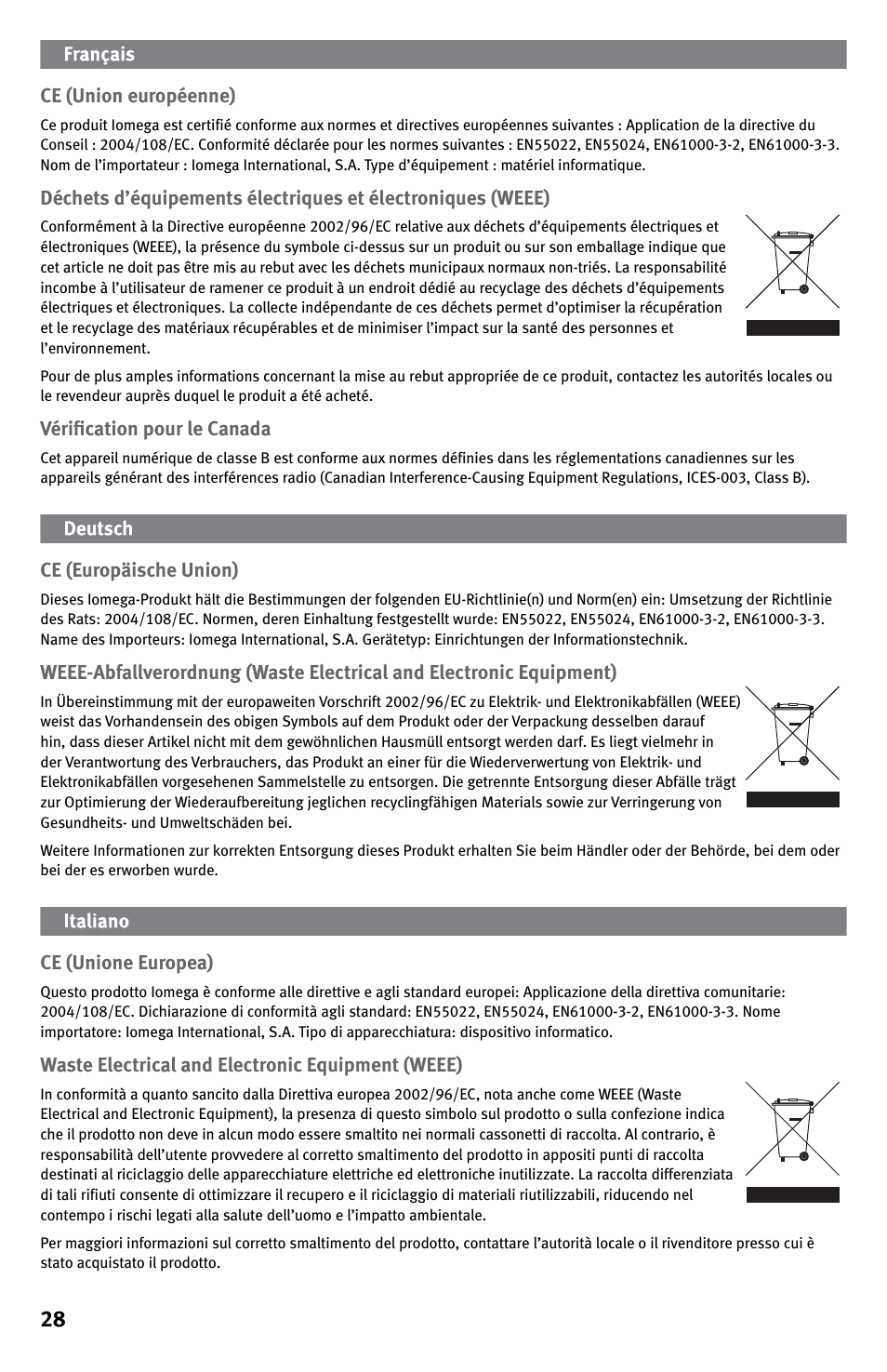 Iomega EN61000-3-2 User Manual | Page 28 / 32