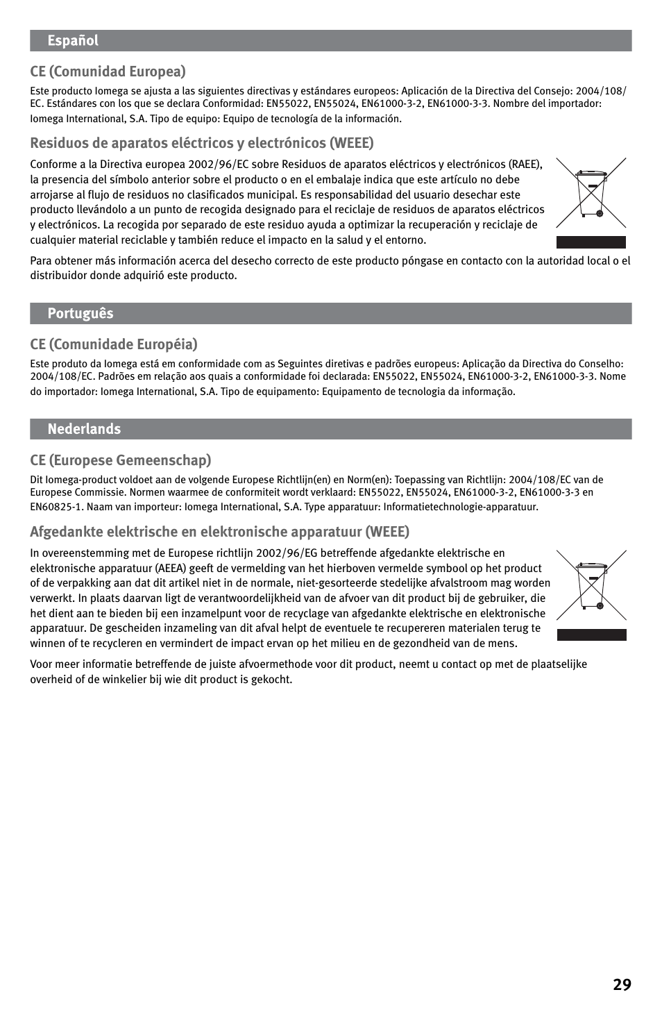 Iomega EN61000-3-2 User Manual | Page 29 / 32