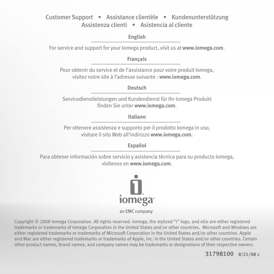 Iomega Portable Hard Drive eGo Helium User Manual | Page 36 / 36
