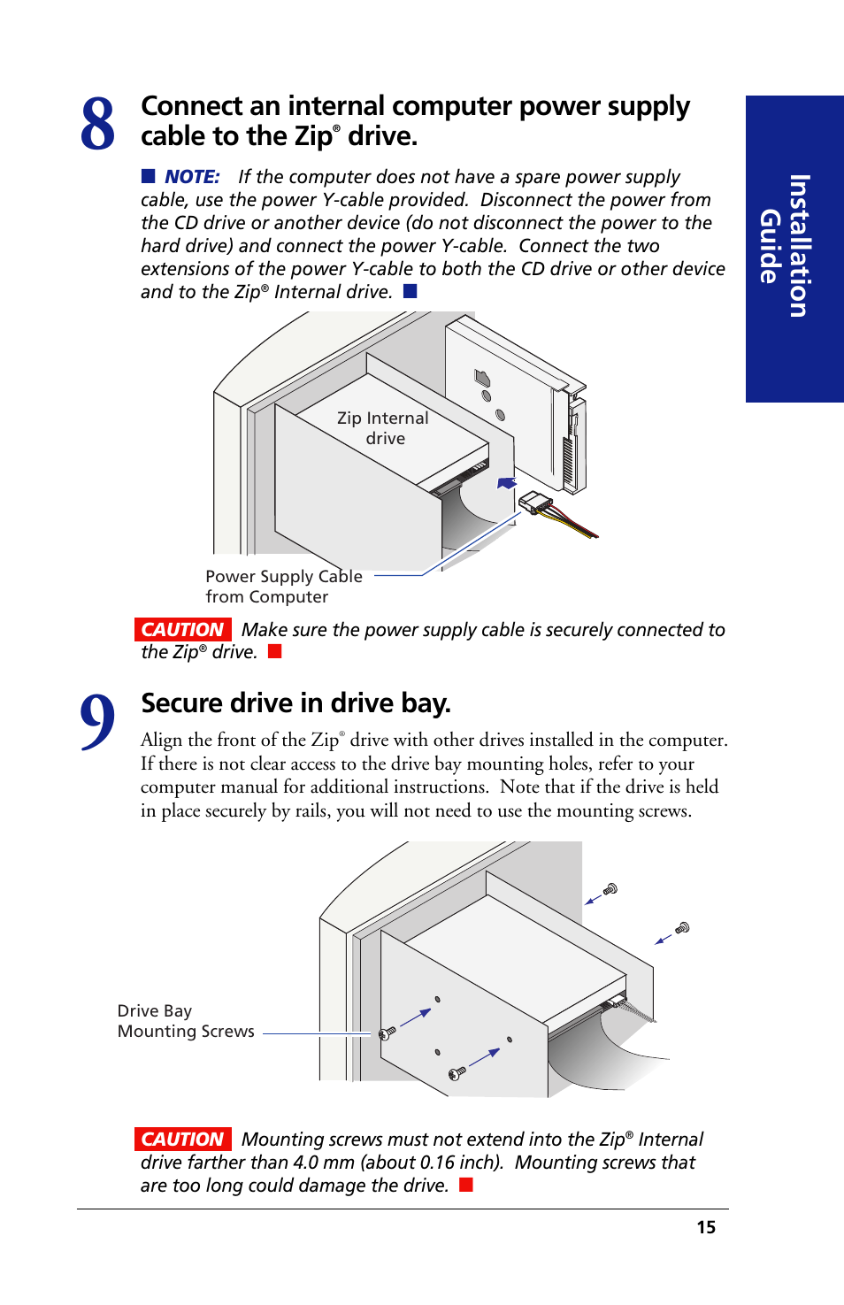 Drive, Secure drive in drive bay | Iomega 03798300 User Manual | Page 15 / 48