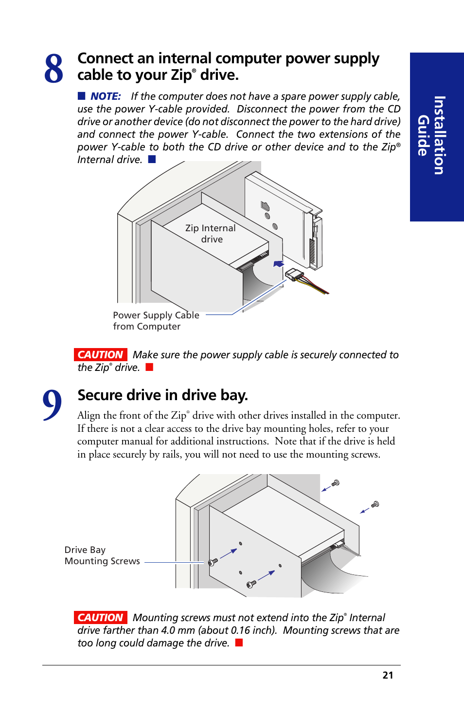 Drive, Secure drive in drive bay | Iomega 03798300 User Manual | Page 21 / 48