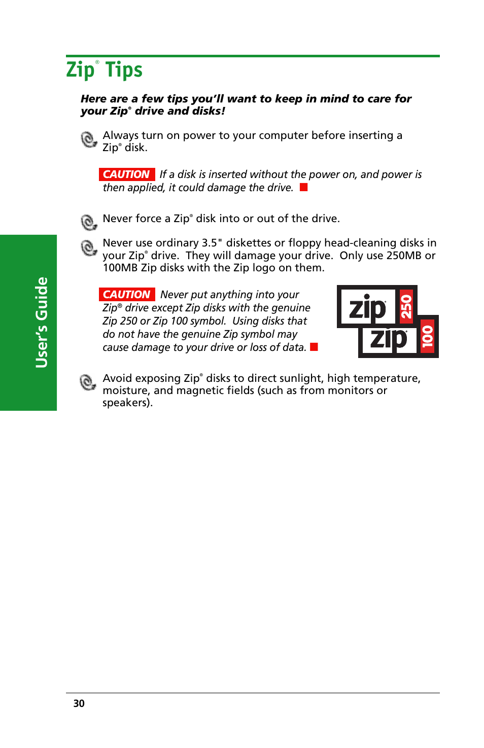Tips, User’ s guide | Iomega 03798300 User Manual | Page 30 / 48