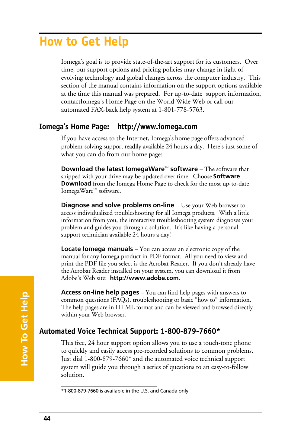 How to get help, How t o get help | Iomega 03798300 User Manual | Page 44 / 48