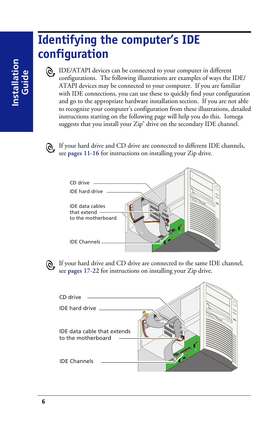 Identifying the computer’s ide configuration, Installation guide | Iomega 03798300 User Manual | Page 6 / 48