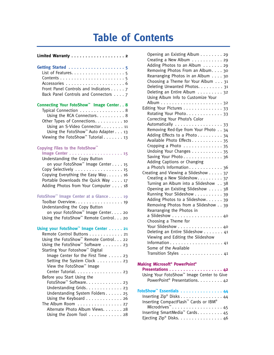 Iomega FotoShow Digital Image Center User Manual | Page 3 / 68