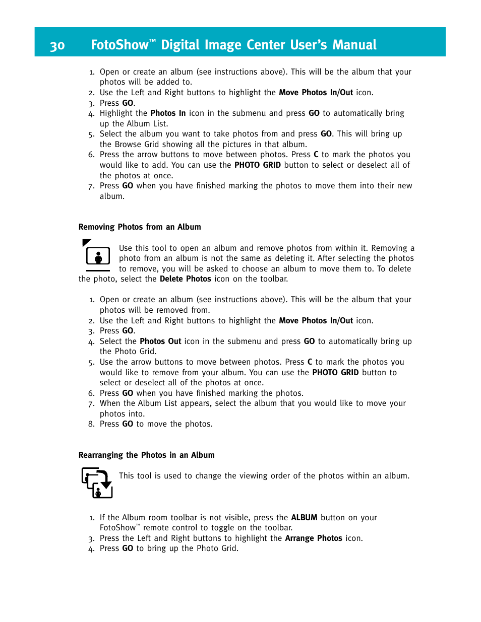 30 fotoshow, Digital image center user’s manual | Iomega FotoShow Digital Image Center User Manual | Page 30 / 68