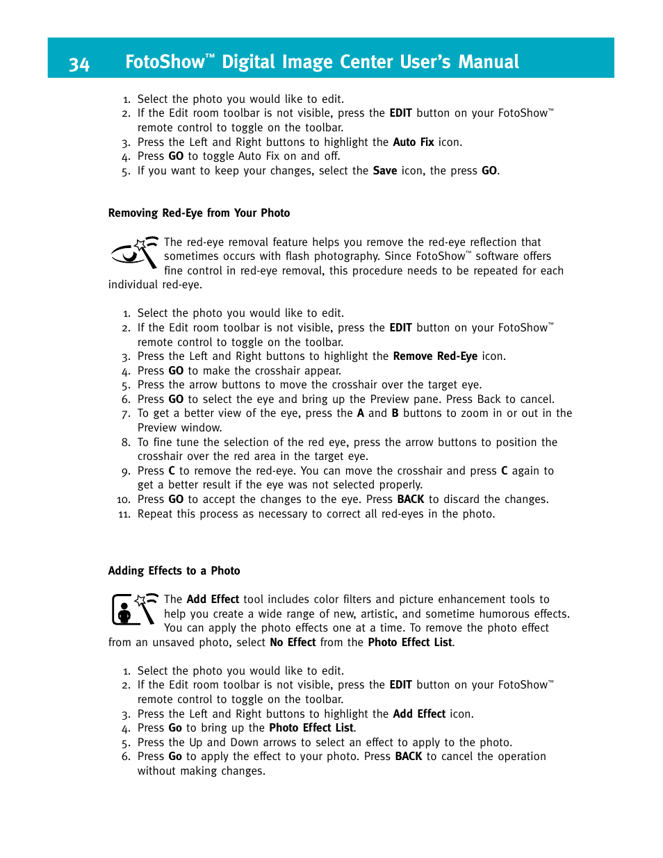 34 fotoshow, Digital image center user’s manual | Iomega FotoShow Digital Image Center User Manual | Page 34 / 68