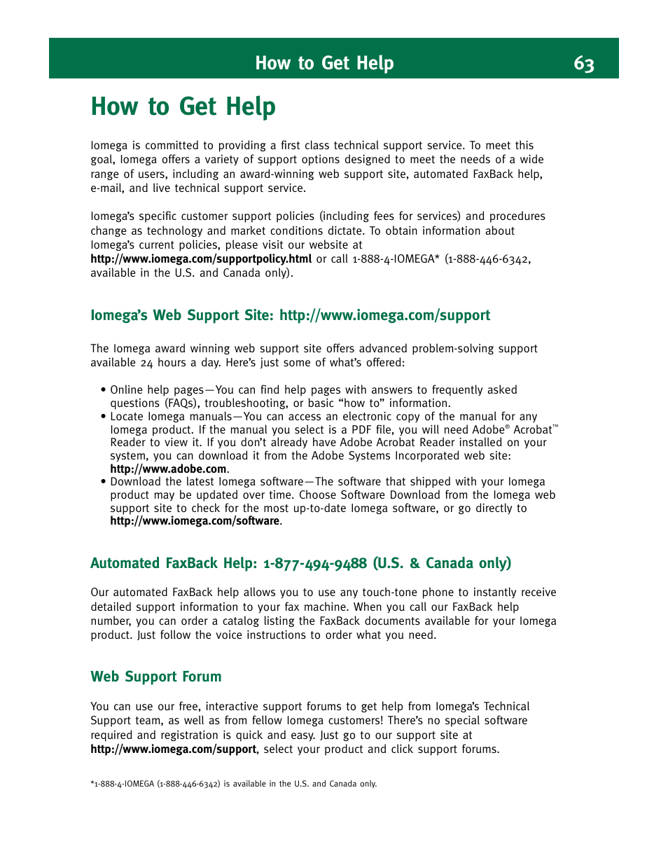 How to get help, How to get help 63 | Iomega FotoShow Digital Image Center User Manual | Page 63 / 68