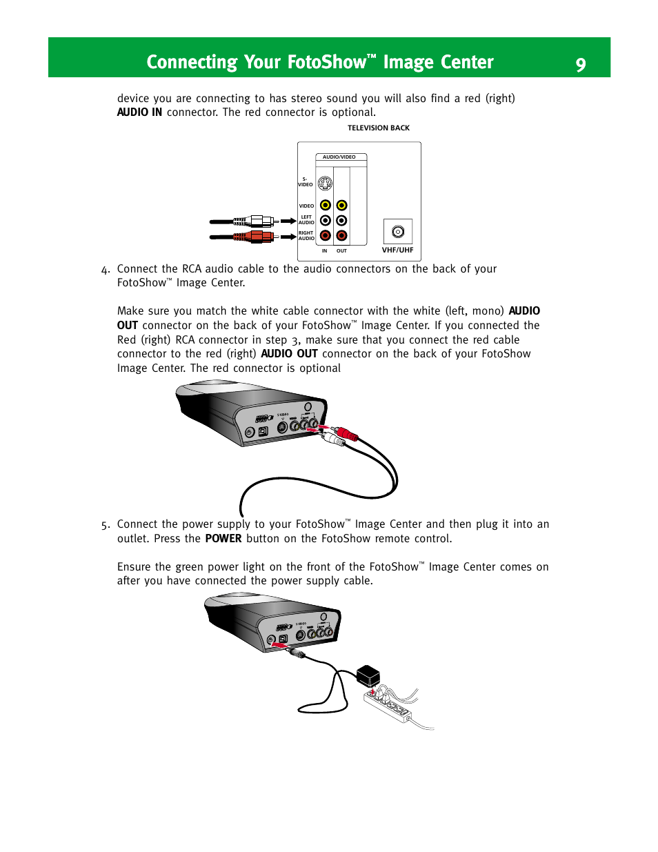 Connecting your fotoshow, Image center 9 | Iomega FotoShow Digital Image Center User Manual | Page 9 / 68