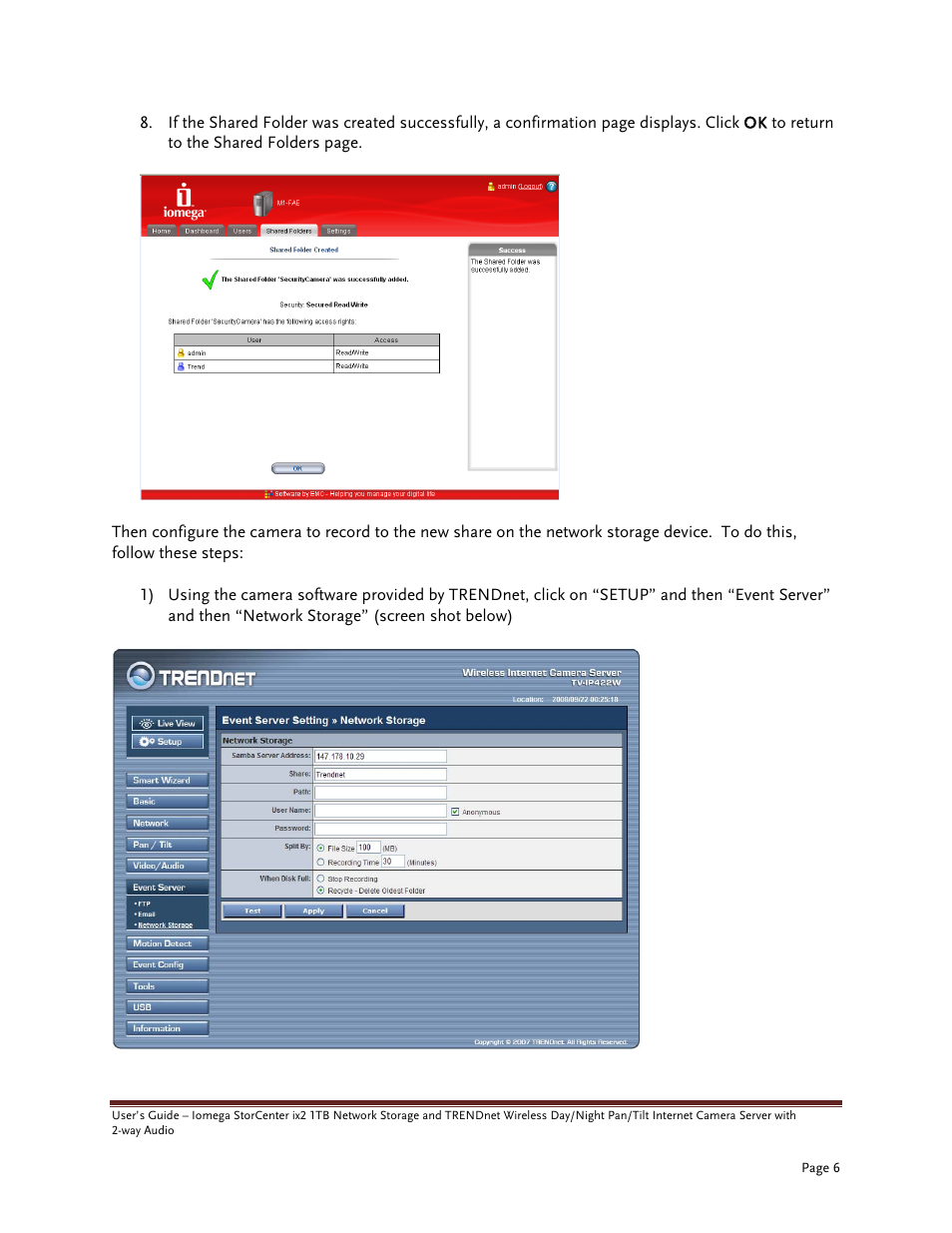 Iomega TRENDNET TV-IP422W User Manual | Page 6 / 7