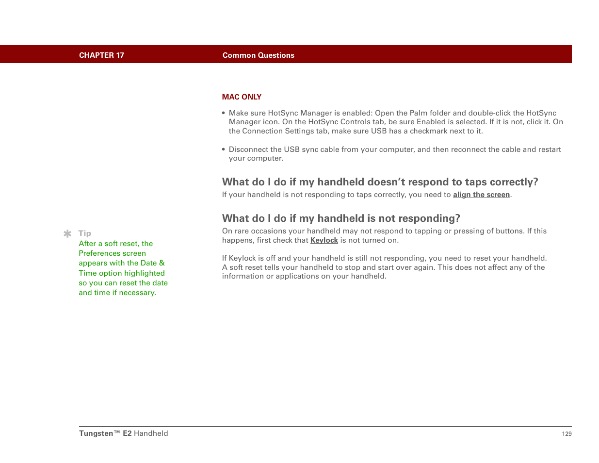 What do i do if my handheld is not responding | Int'l Wireless E2 User Manual | Page 138 / 159