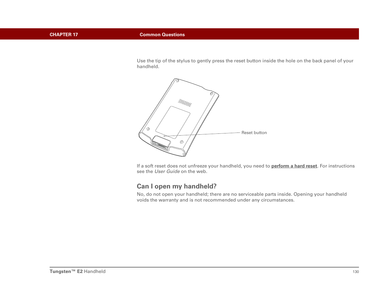 Can i open my handheld | Int'l Wireless E2 User Manual | Page 139 / 159