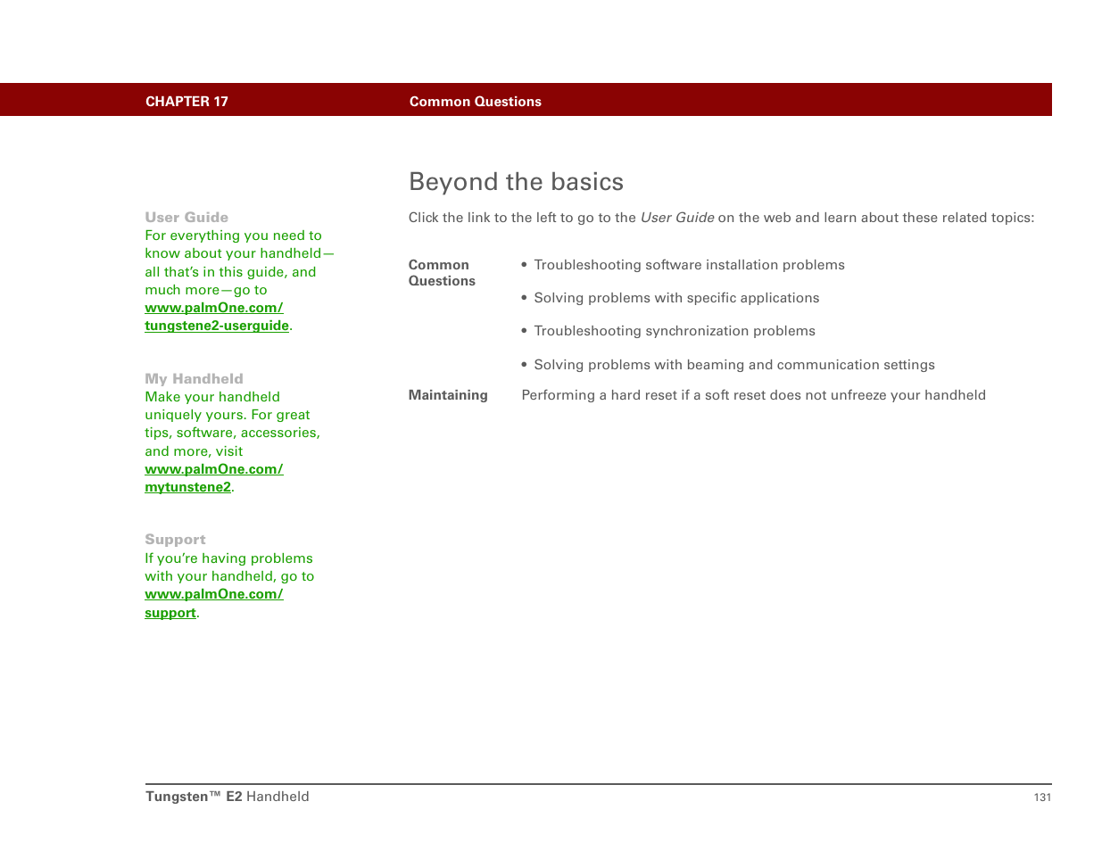 Beyond the basics | Int'l Wireless E2 User Manual | Page 140 / 159