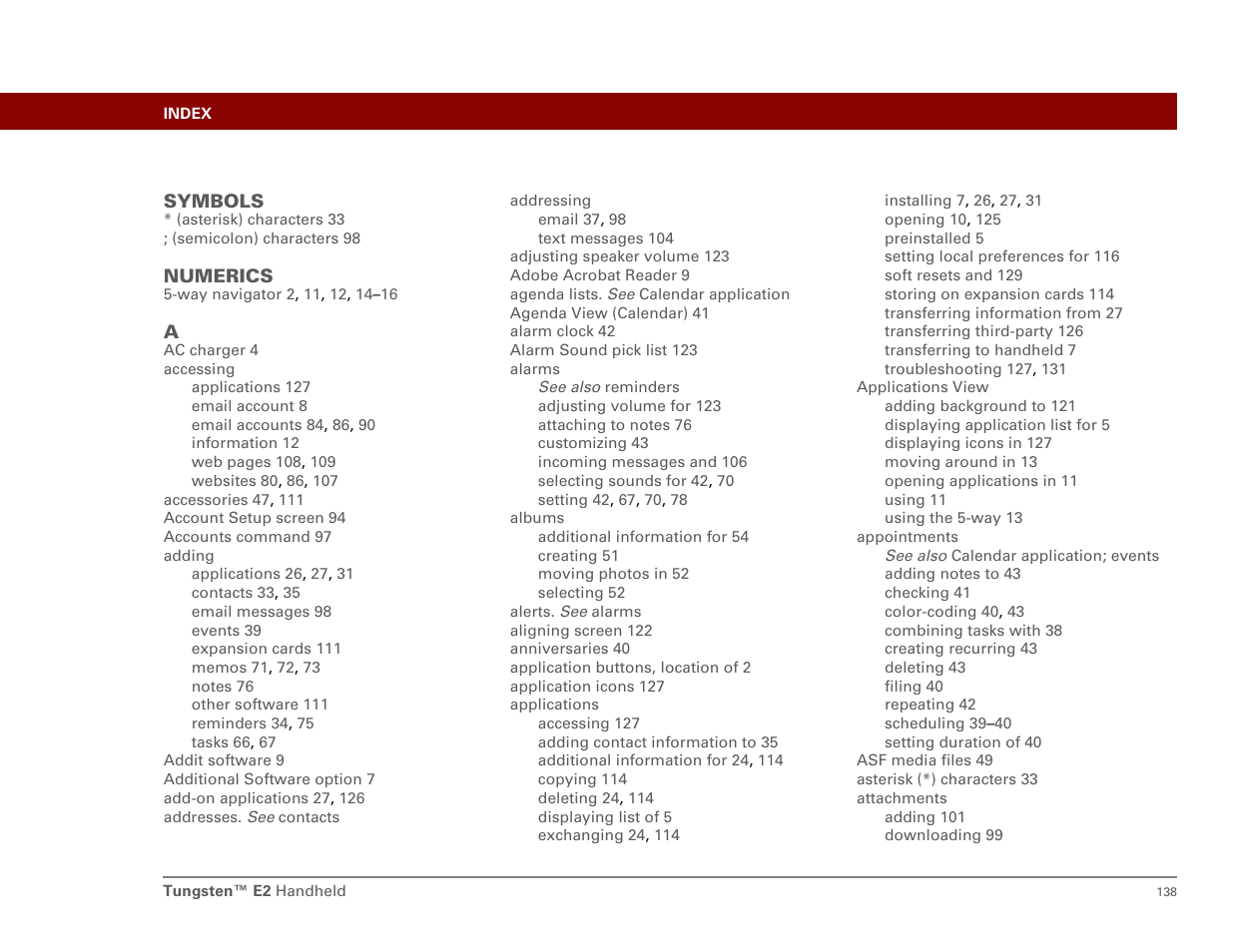 Index | Int'l Wireless E2 User Manual | Page 147 / 159