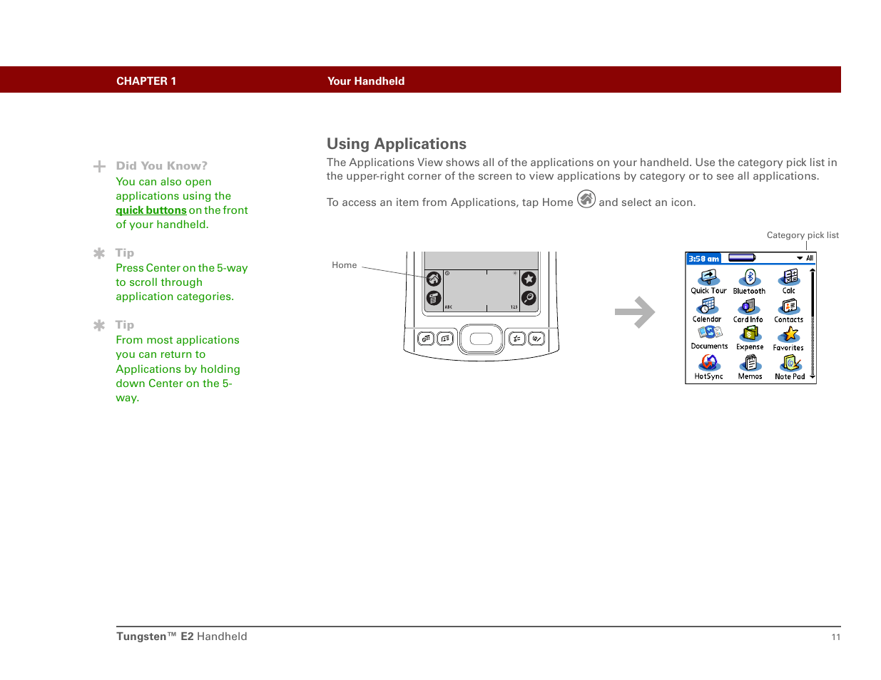 Using applications | Int'l Wireless E2 User Manual | Page 20 / 159