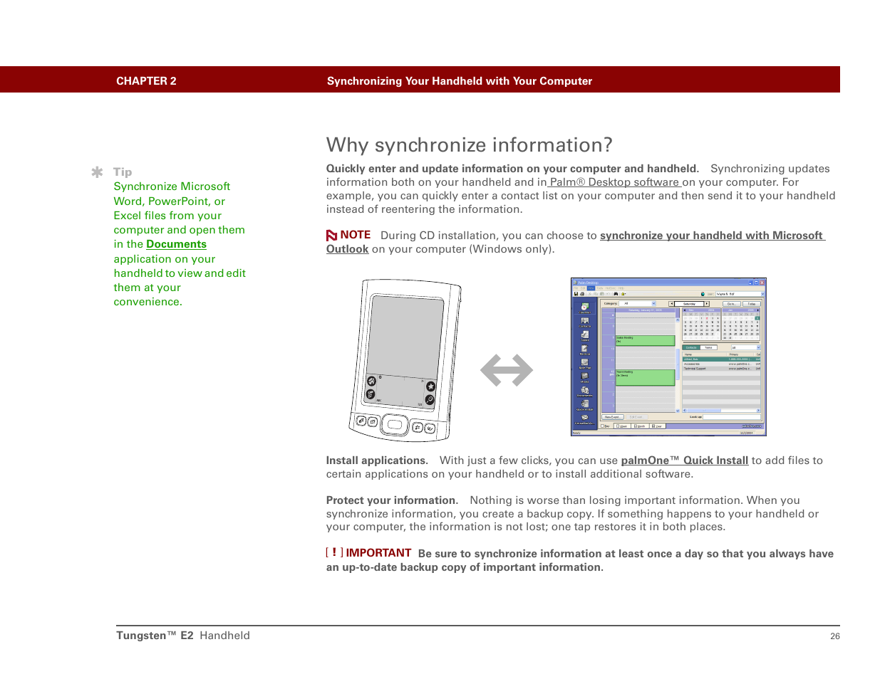 Why synchronize information | Int'l Wireless E2 User Manual | Page 35 / 159