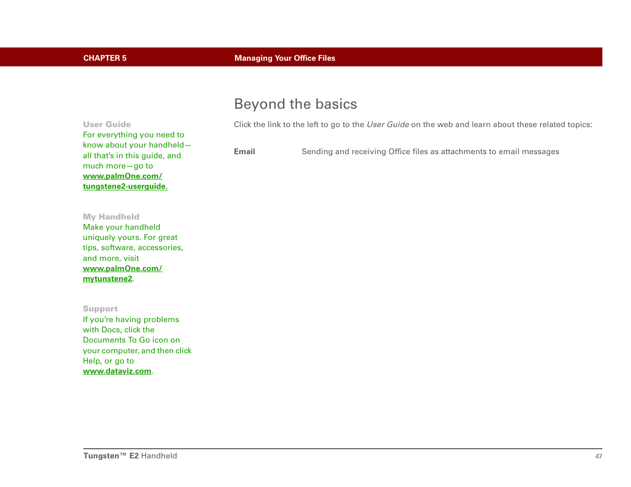 Beyond the basics | Int'l Wireless E2 User Manual | Page 56 / 159