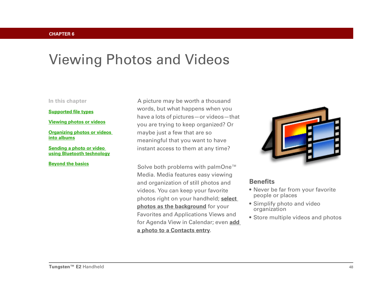 Viewing photos and videos, Chapter 6: viewing photos and videos | Int'l Wireless E2 User Manual | Page 57 / 159