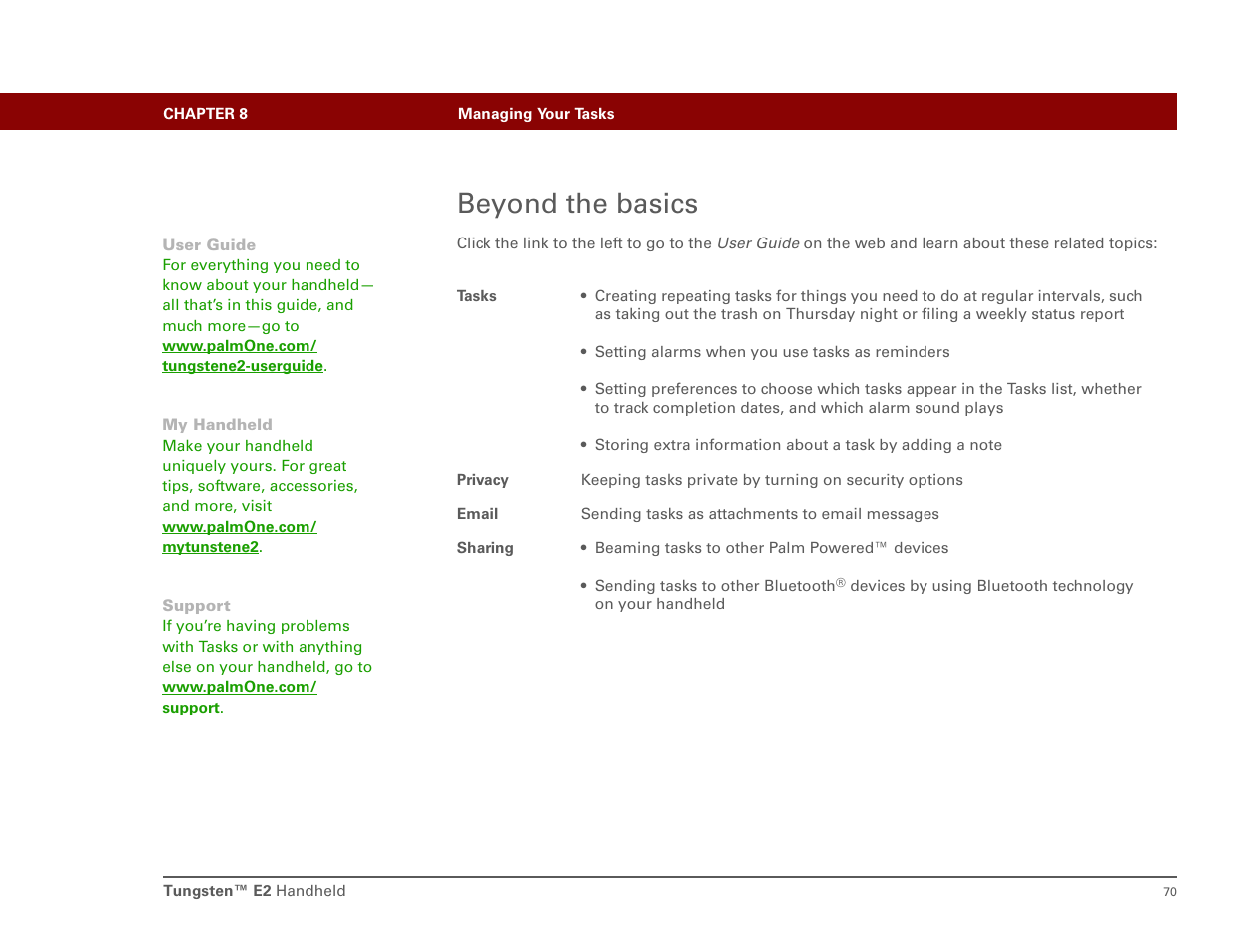 Beyond the basics | Int'l Wireless E2 User Manual | Page 79 / 159