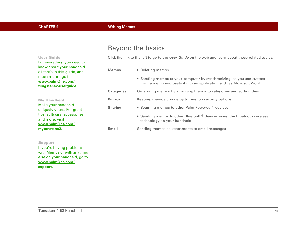 Beyond the basics | Int'l Wireless E2 User Manual | Page 83 / 159