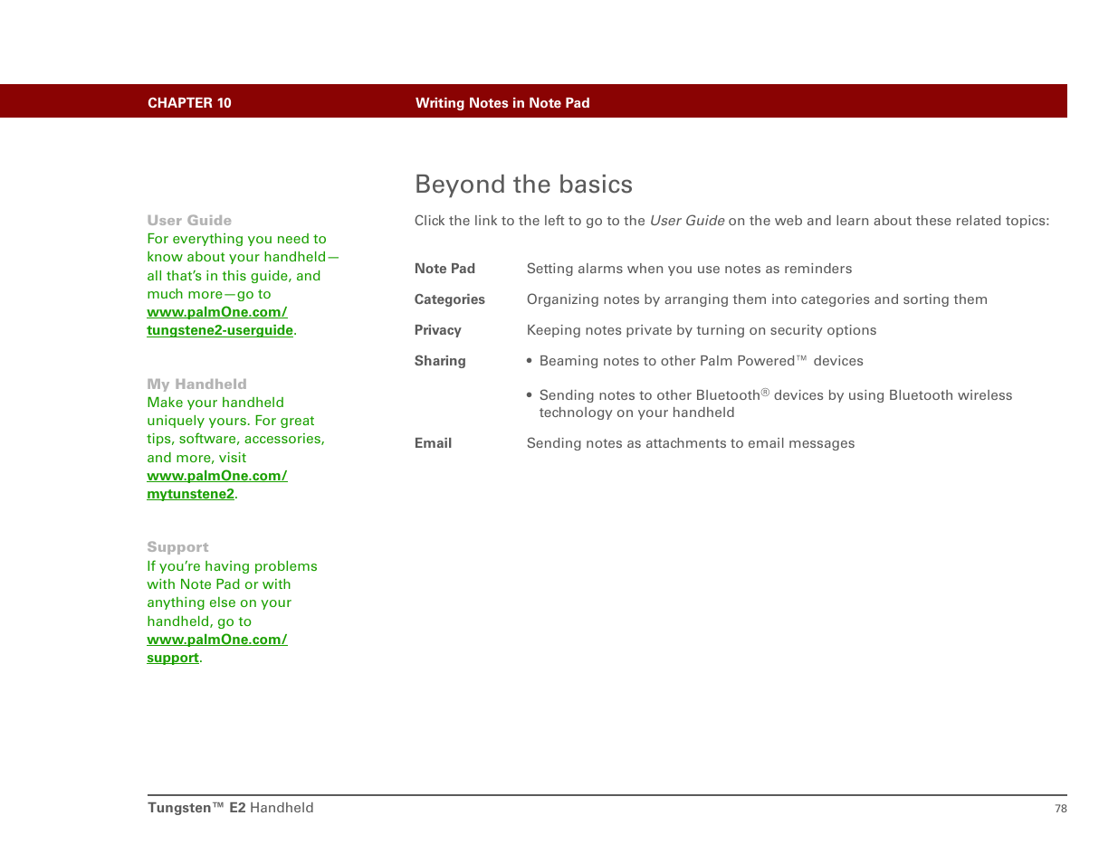 Beyond the basics | Int'l Wireless E2 User Manual | Page 87 / 159