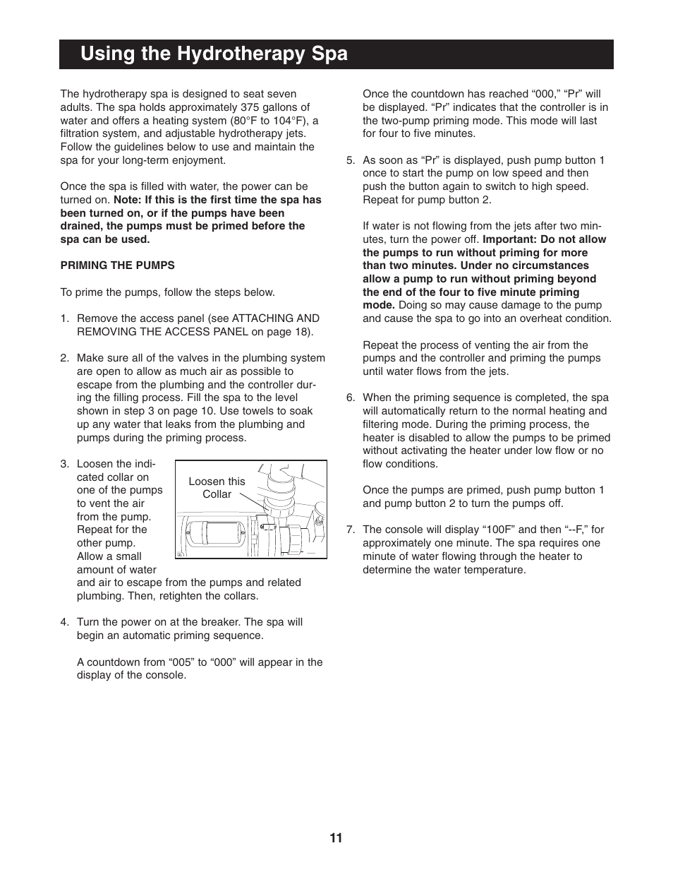 Using the hydrotherapy spa | Image IMSB53950 User Manual | Page 11 / 24