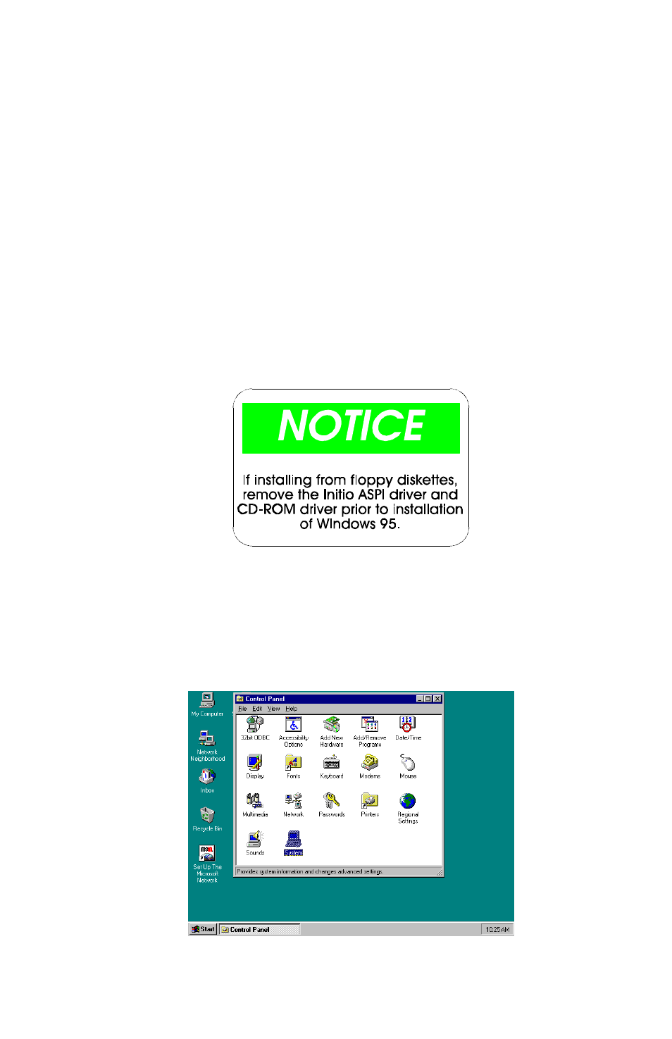 New windows 95 installation | Initio INI-9100UW User Manual | Page 54 / 116