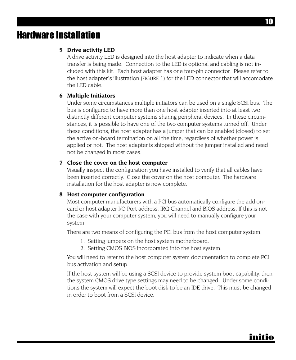 Hardware installation, Initio | Initio I/O HIGHWAY User Manual | Page 14 / 62