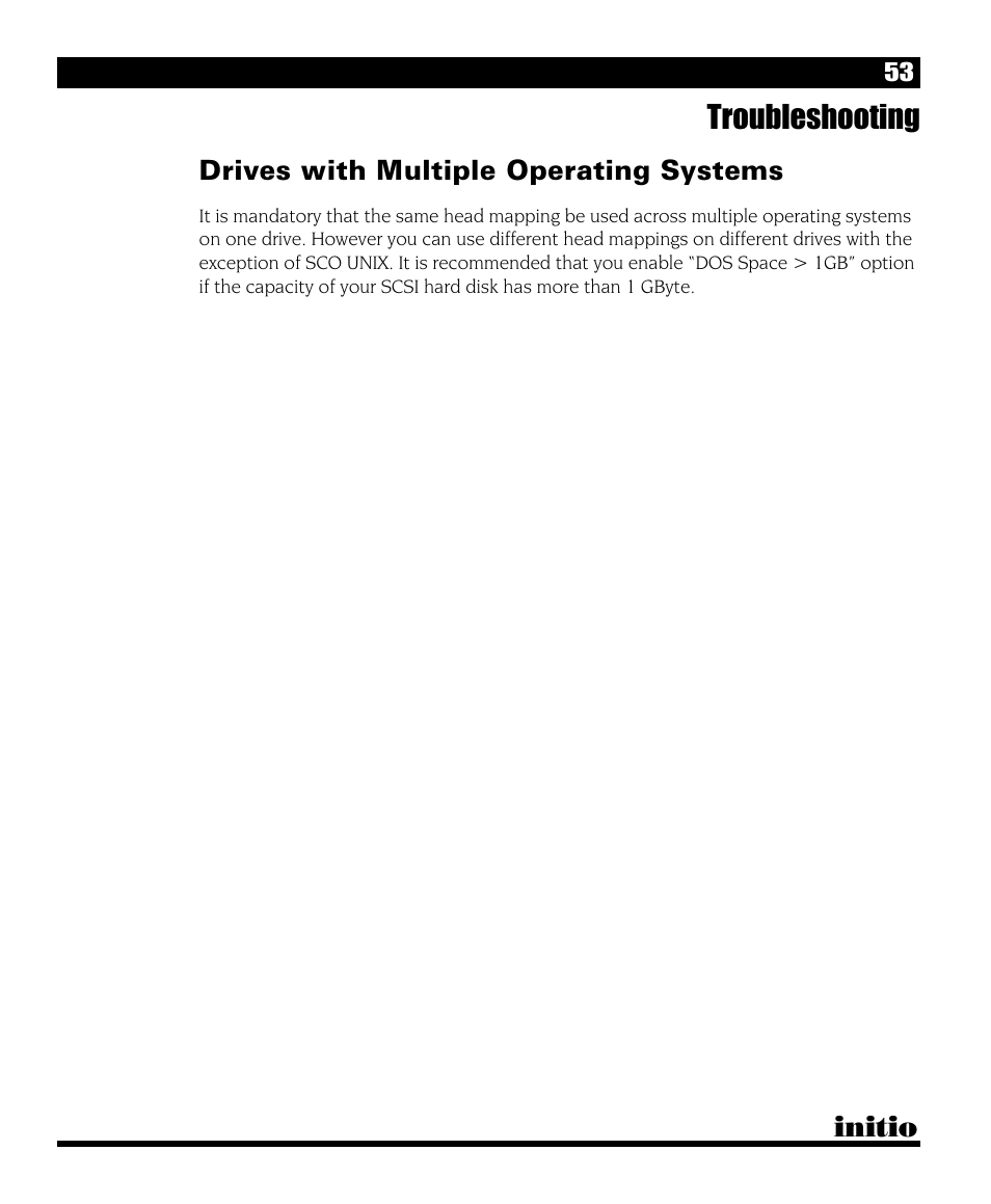 Troubleshooting, Initio, Drives with multiple operating systems | Initio I/O HIGHWAY User Manual | Page 57 / 62