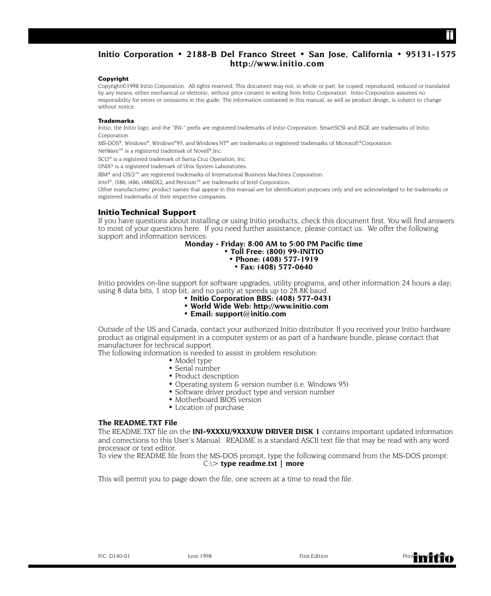 Initio | Initio INI-9090U User Manual | Page 2 / 64