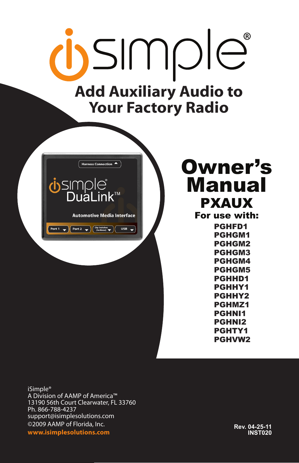 iSimple DUALINK PGHVW2 User Manual | 8 pages