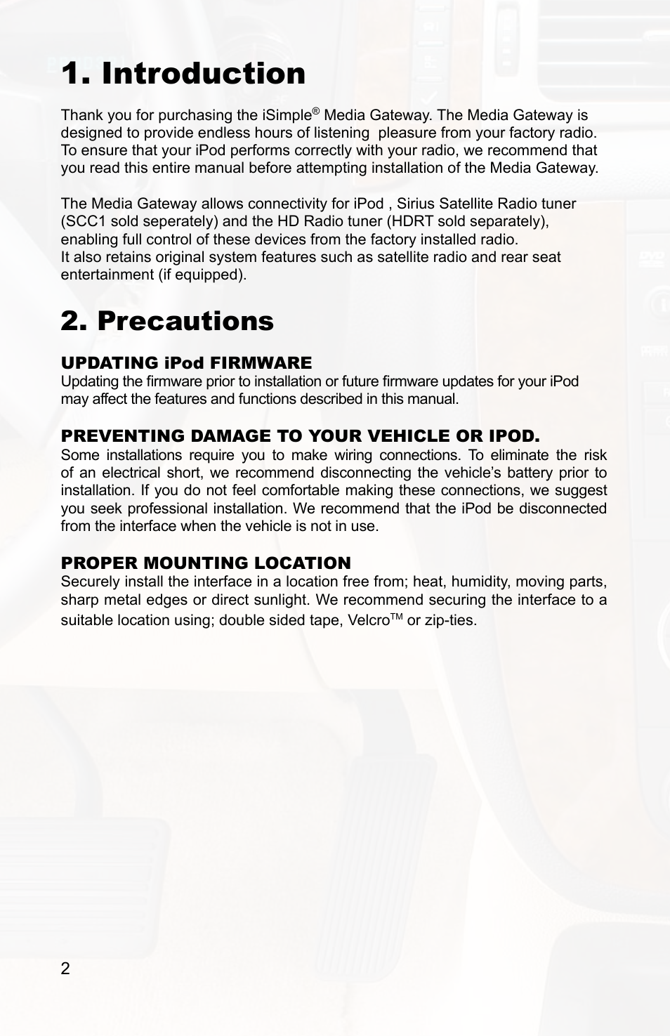 Introduction, Precautions | iSimple IPOD PXAMG User Manual | Page 4 / 17